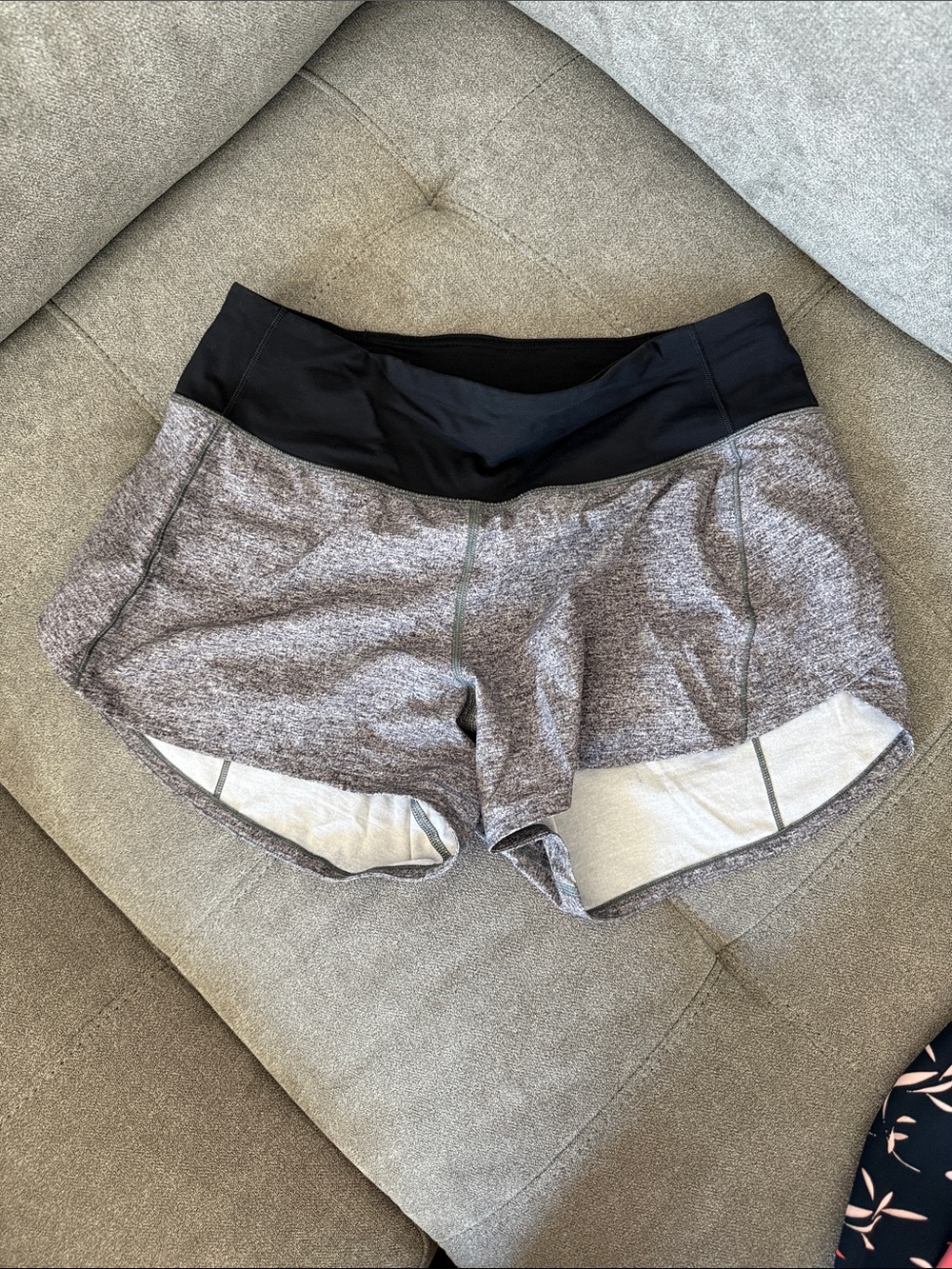 Lululemon Gray Runnkng Shorts with Black Waistband